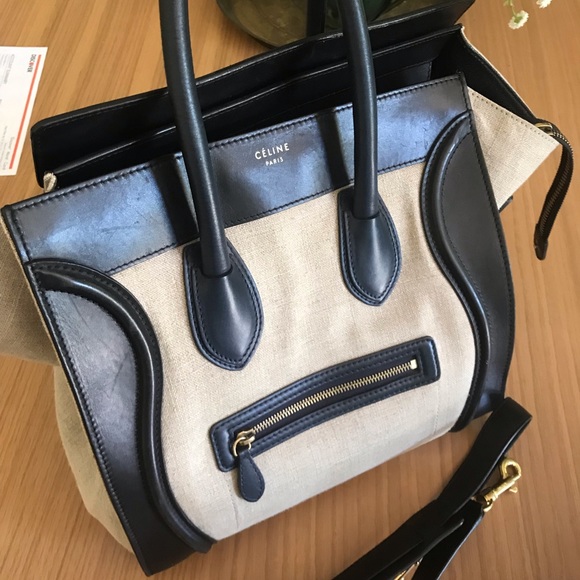 CELINE Linen & Calfskin Tri-Color Phantom Tote Bag - Picture 2 of 8
